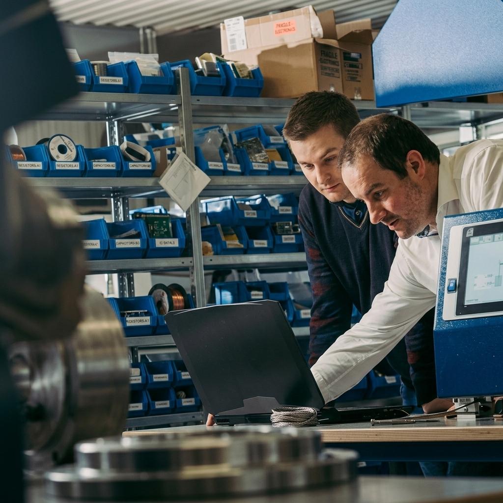Zwei Biegema Techniker bei der Maschinenkonfiguration